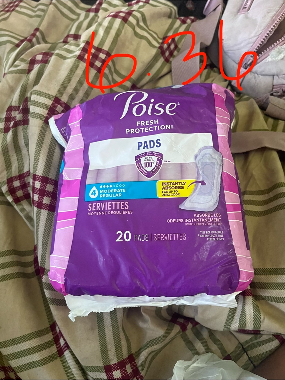 Poise Fresh Protection Moderate Pads - Purple (20 Count)
